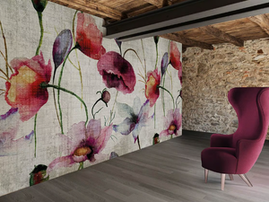 WATERCOLOR / POPPIES - Vinyl or fyber glass wallpaper _ N.O.W. Edizioni